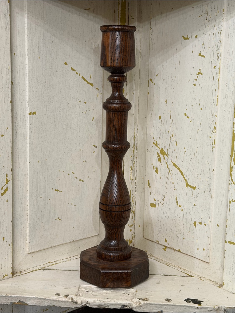 Vintage 18” Solid Wood Candle Holder